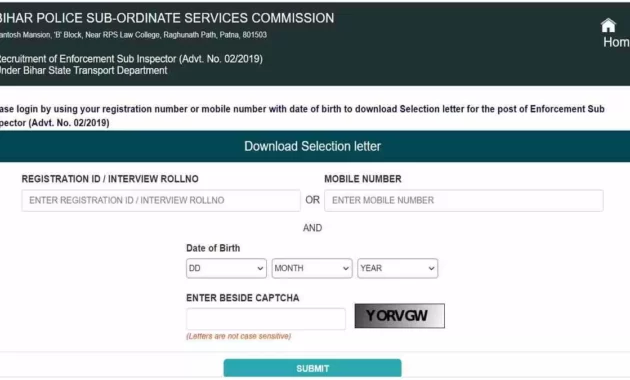 BPSSC Selection Letter 2022 (Released) For Enforcement Sub-Inspector Post at bpssc.bih.nic.in, Check Download Link
