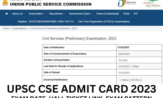 UPSC CSE ADMIT CARD 2023