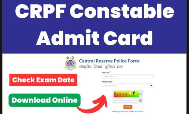 CRPF Admit Card Constable