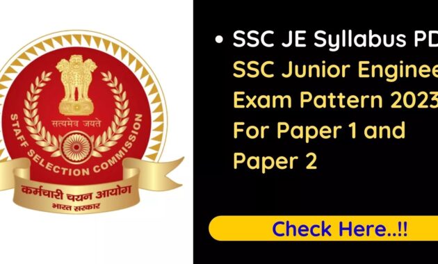 SSC JE Syllabus 2023 PDF