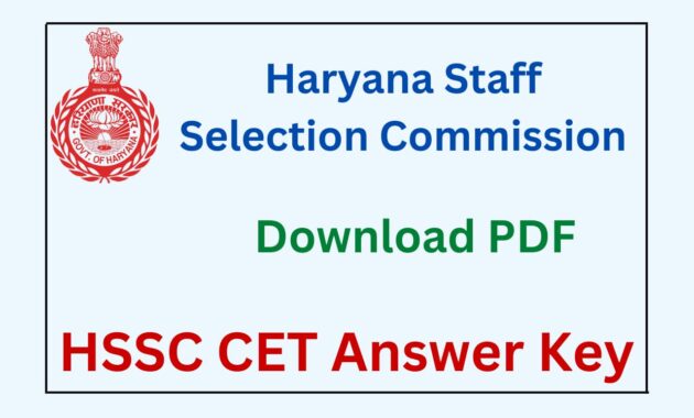 HSSC CET Answer key 2023