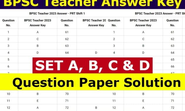 BPSC Teacher Answer Key