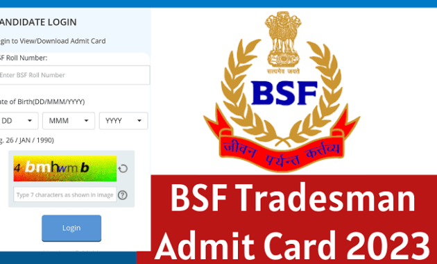 BSF Tradesman Admit Card 2023