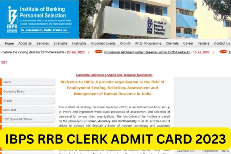 IBPS RRB Clerk Main Admit Card