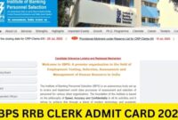 IBPS RRB Clerk Main Admit Card