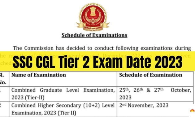 SSC CGL Tier 2 Exam Date 2023