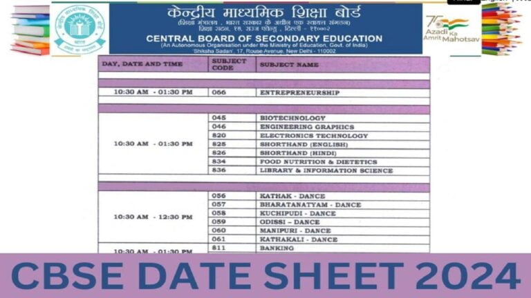 CBSE Date Sheet 2024