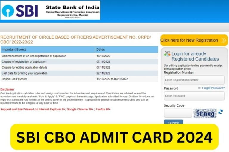 SBI CBO Admit Card