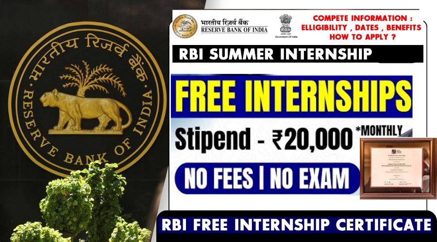 RBI opens applications for summer internship