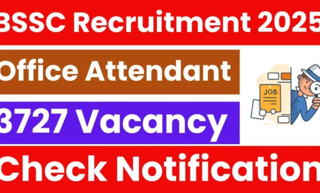 Bihar BSSC Office Attendant Recruitment 2025