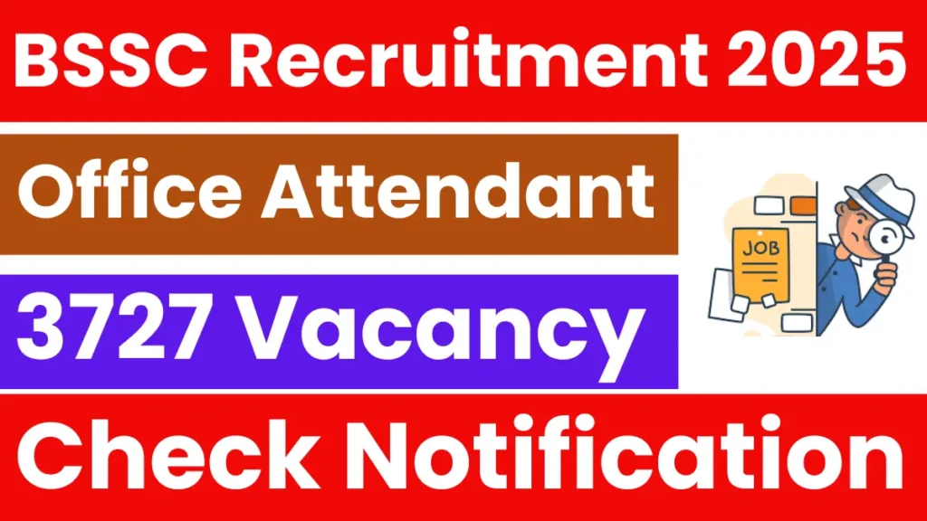 Bihar BSSC Office Attendant Recruitment 2025