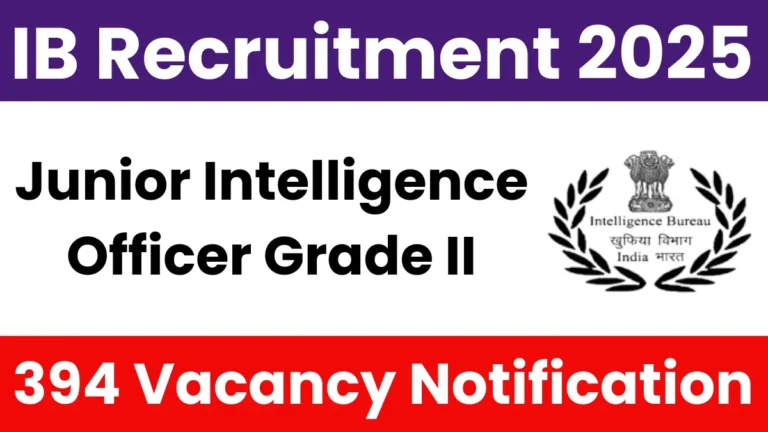 IB Junior Intelligence Officer Grade II Recruitment 2025