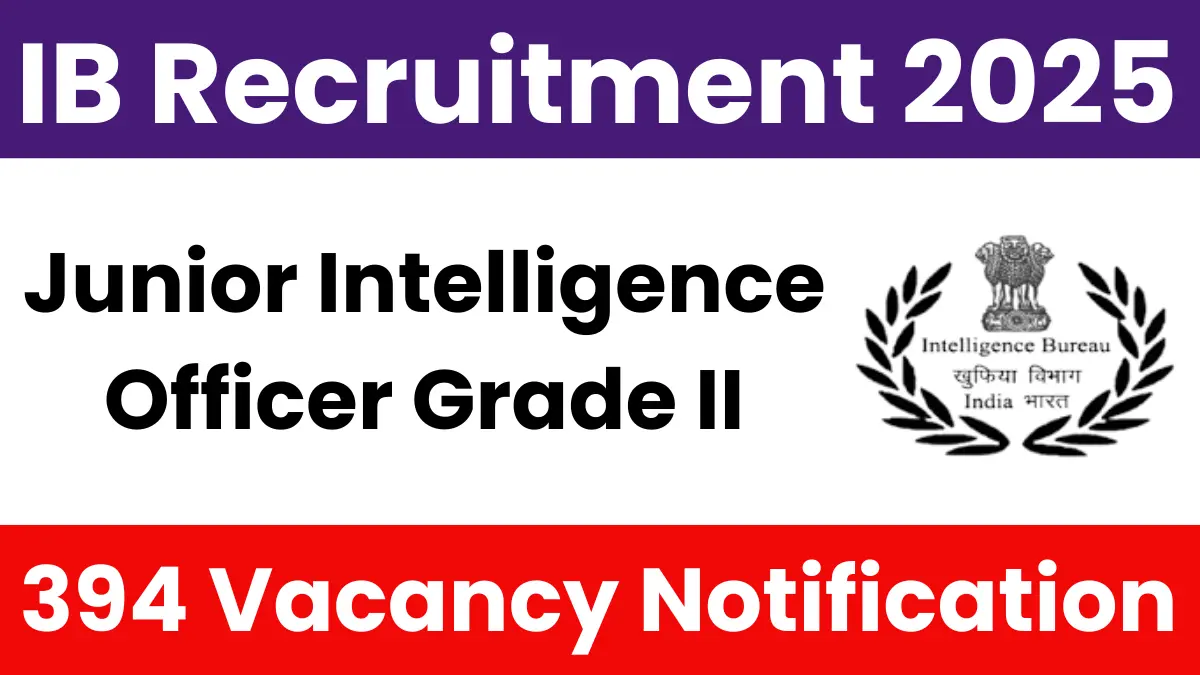 IB Junior Intelligence Officer Grade II Recruitment 2025