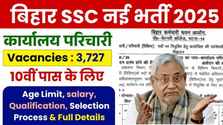 Bihar BSSC Office Attendant Online Form 2025