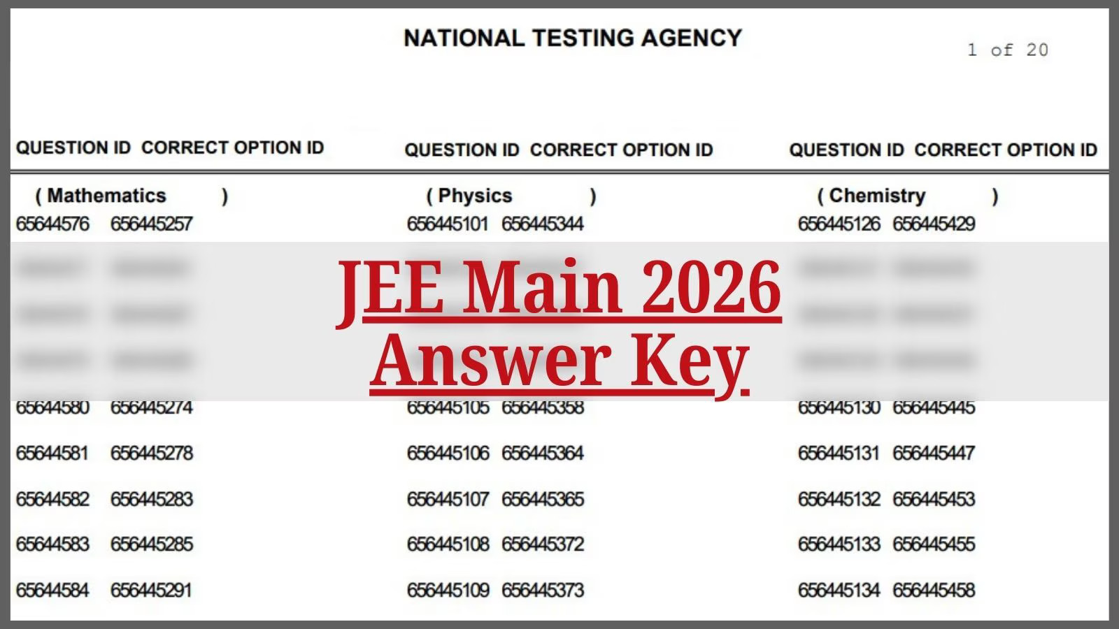 JEE Main Answer Key 2026