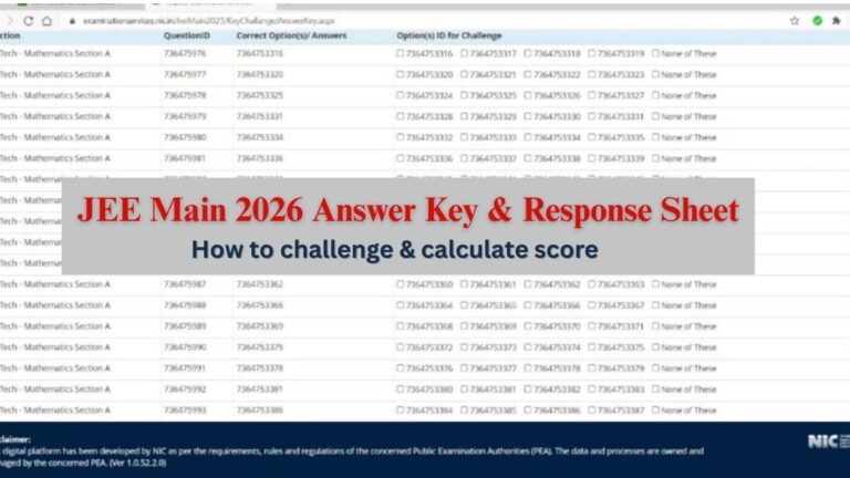 NTA JEE Main 2026 Response Sheet